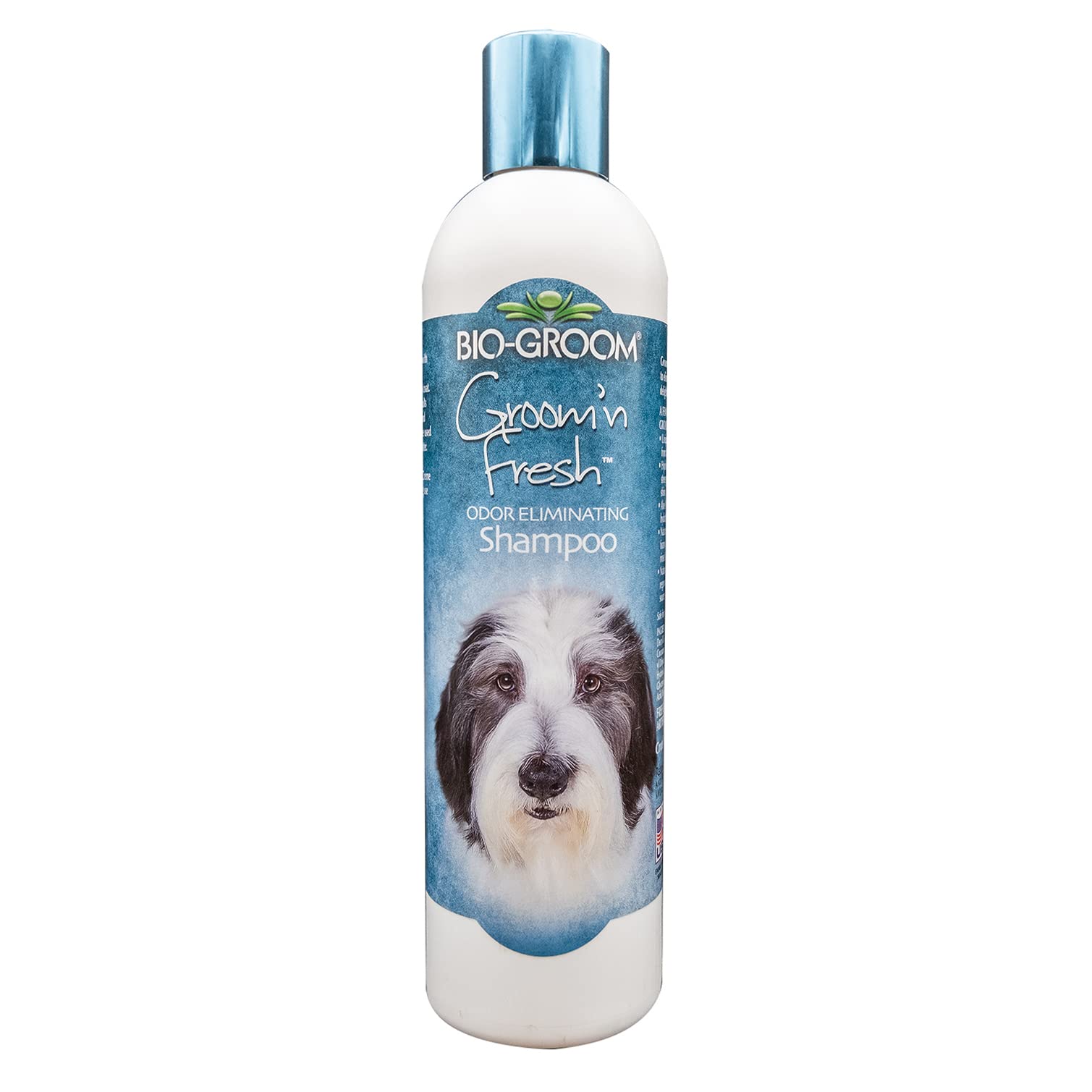Bio-Groom Groom'n Fresh bottle being poured for a gentle dog bath.