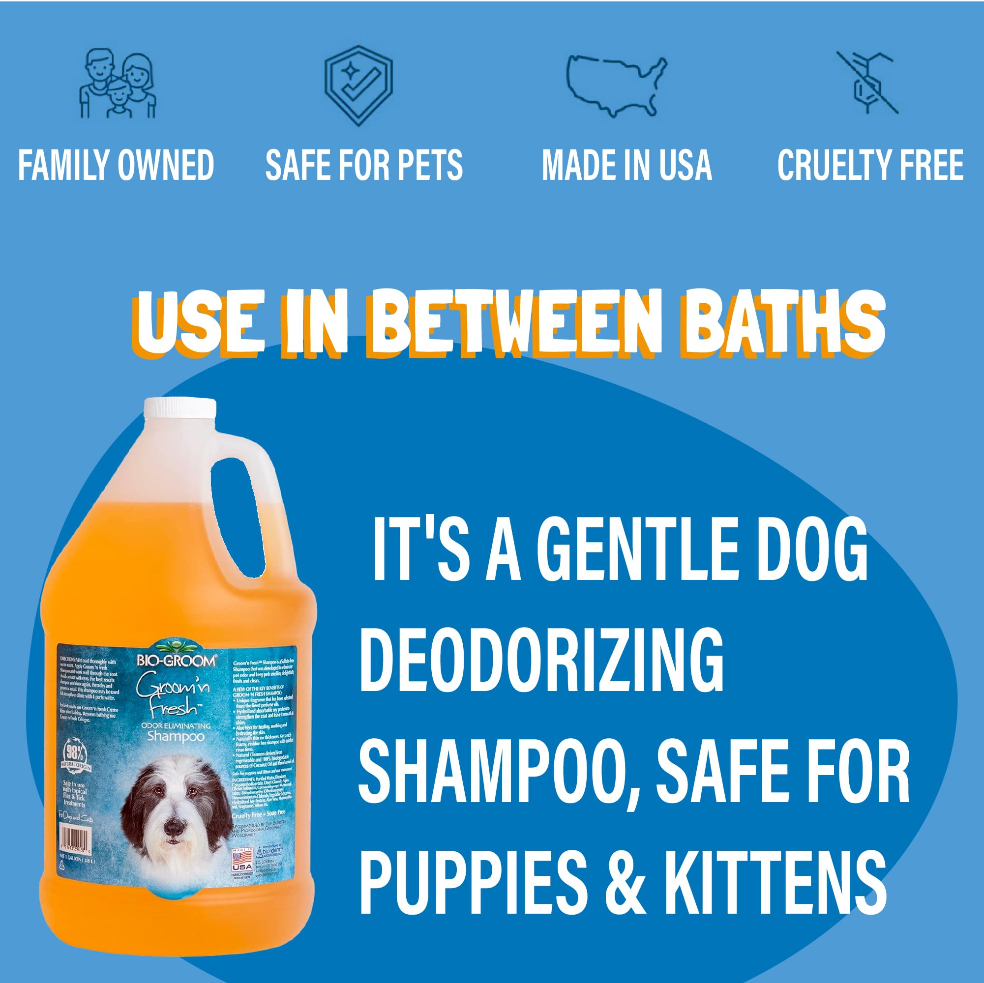 Bio-Groom Groom'n Fresh foam lather closeup demonstrates gentle, residue-free cleansing.