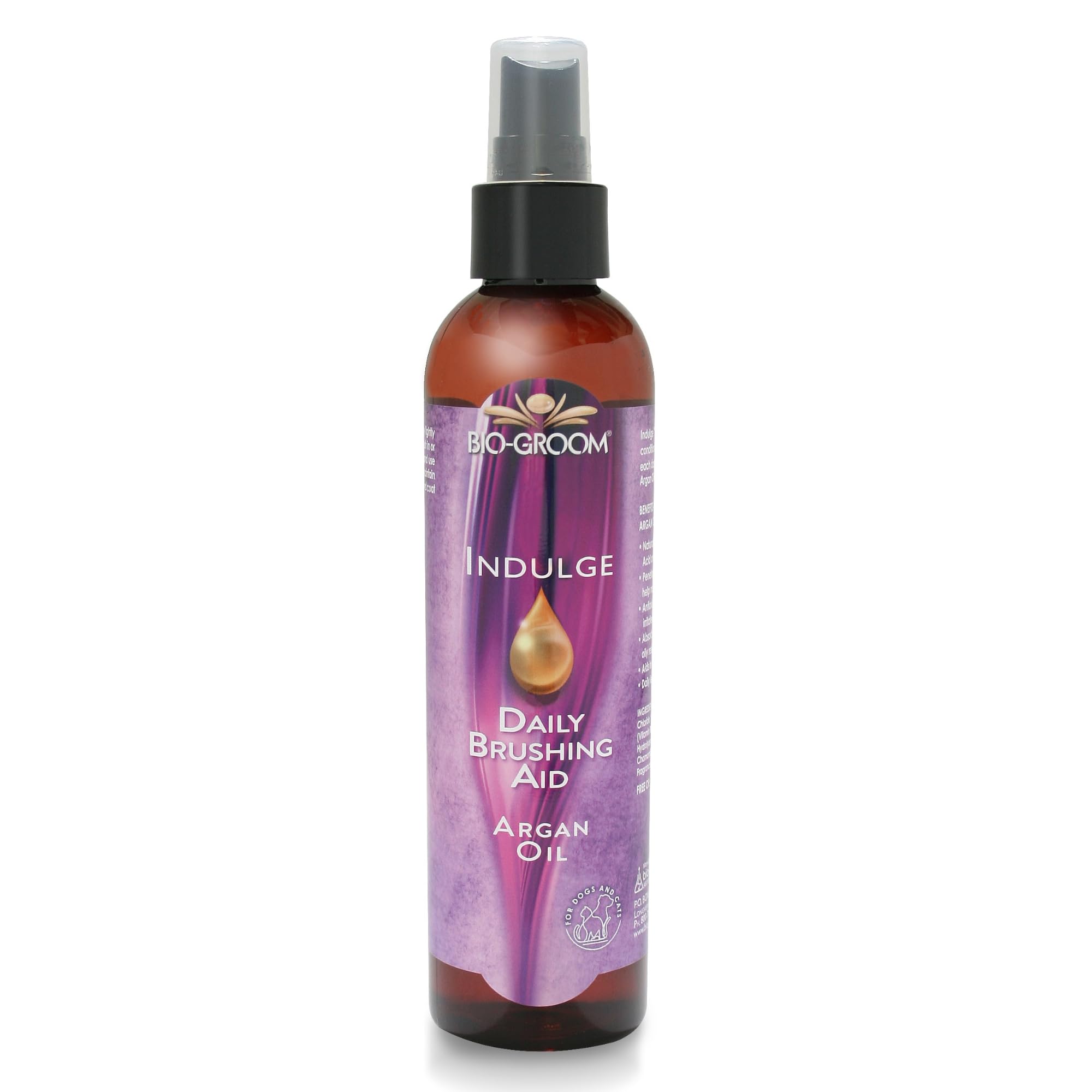 Bio-Groom Indulge Argan Oil Dog Conditioner bottle highlights nourishing coat care
