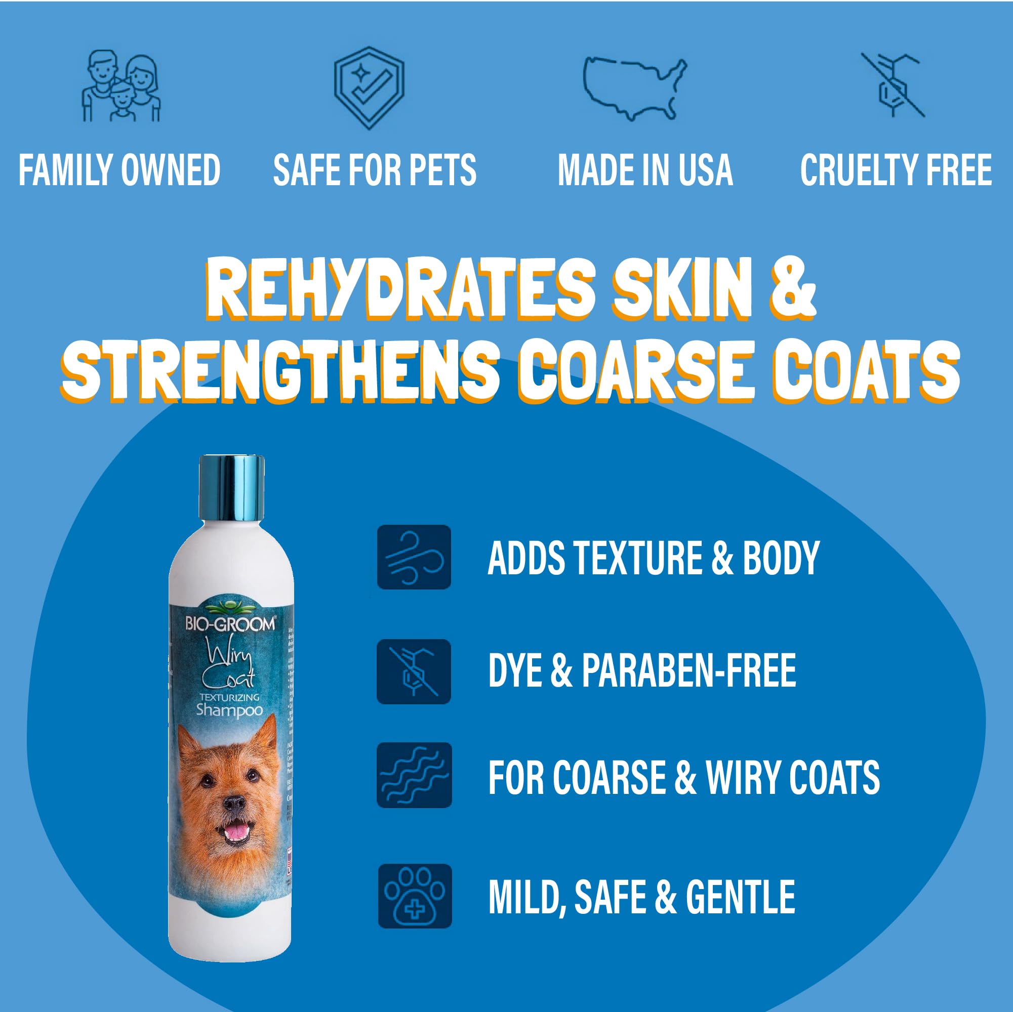 Bio-Groom Tearless Puppy Wash foam highlights gentle bathtime for puppies.