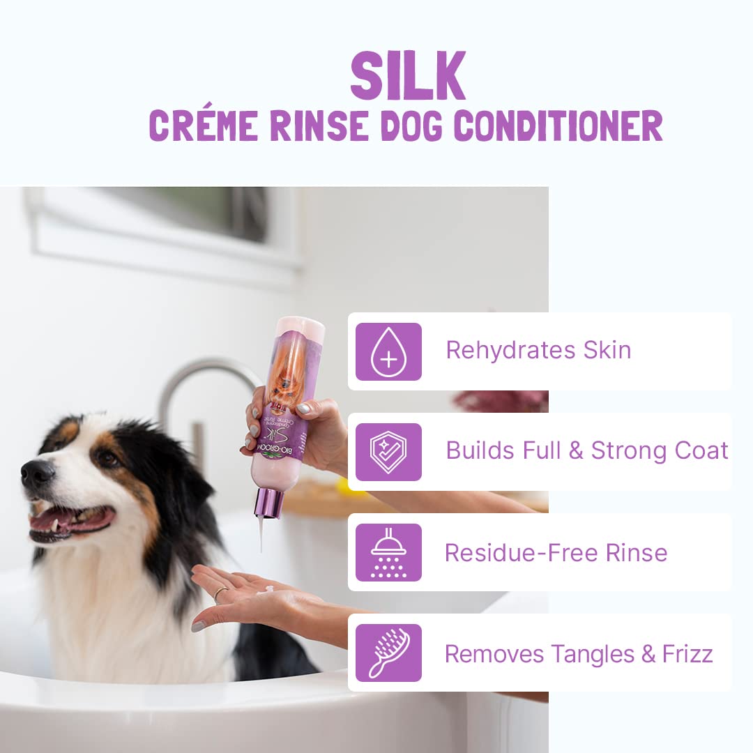 Bio-Groom tearless shampoo lather close-up showing rich foam for calm bath experiences.