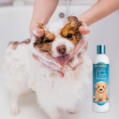 Bio-Groom tearless shampoo lather shows quick rinse without stripping natural oils