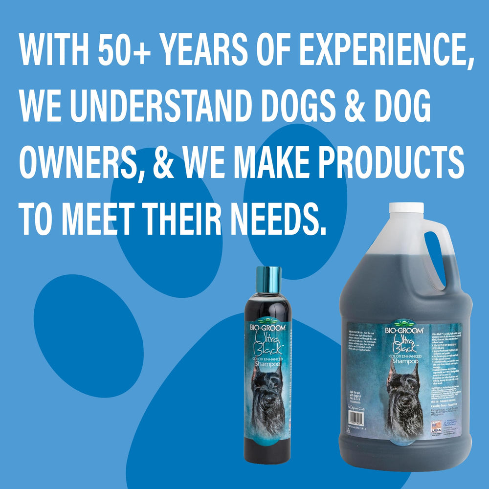 Bio-Groom Ultra-Black Shampoo cruelty-free packaging signals ethical grooming choices.
