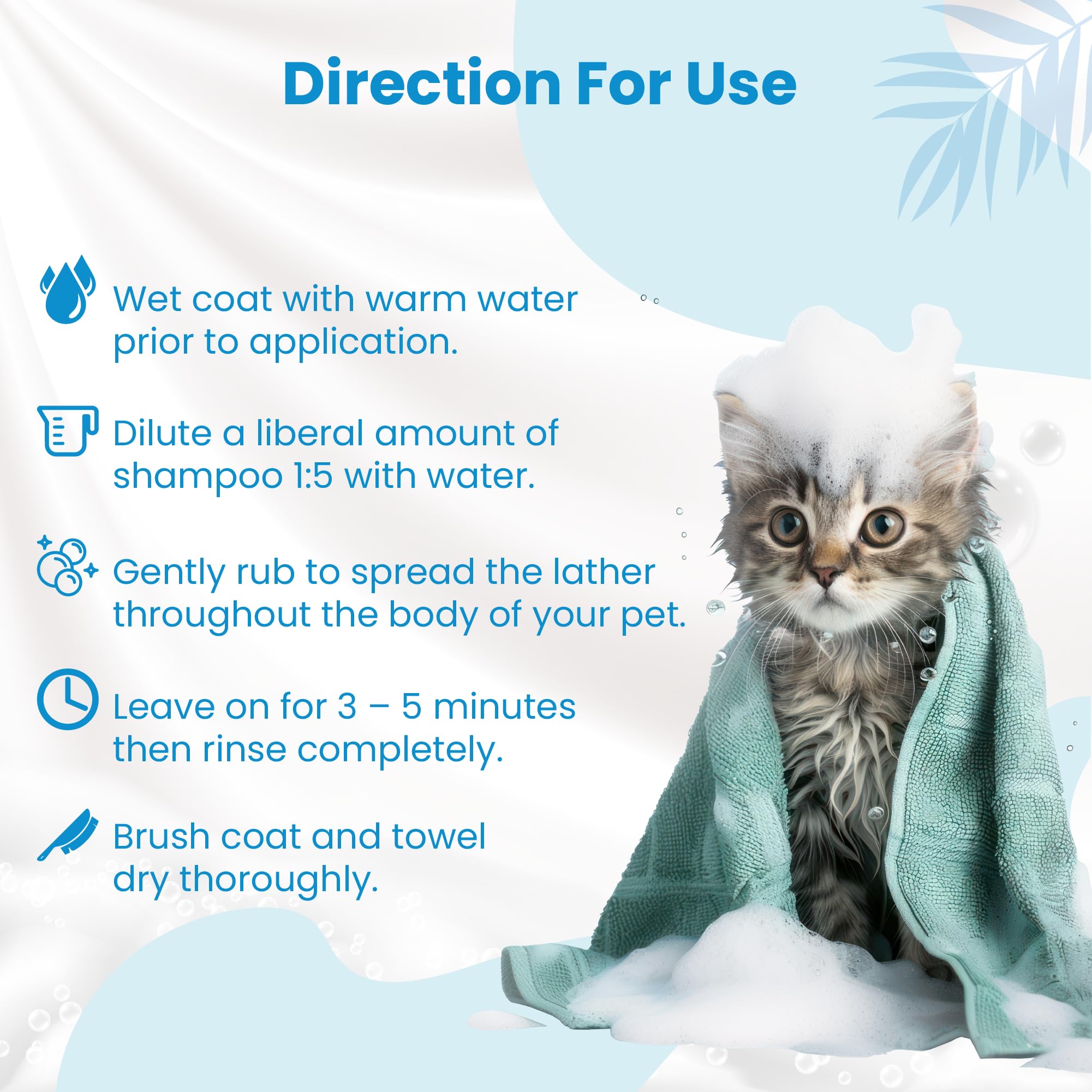 Bio PetActive Cat Shampoo deshedding action shown on coat for reduced shedding.