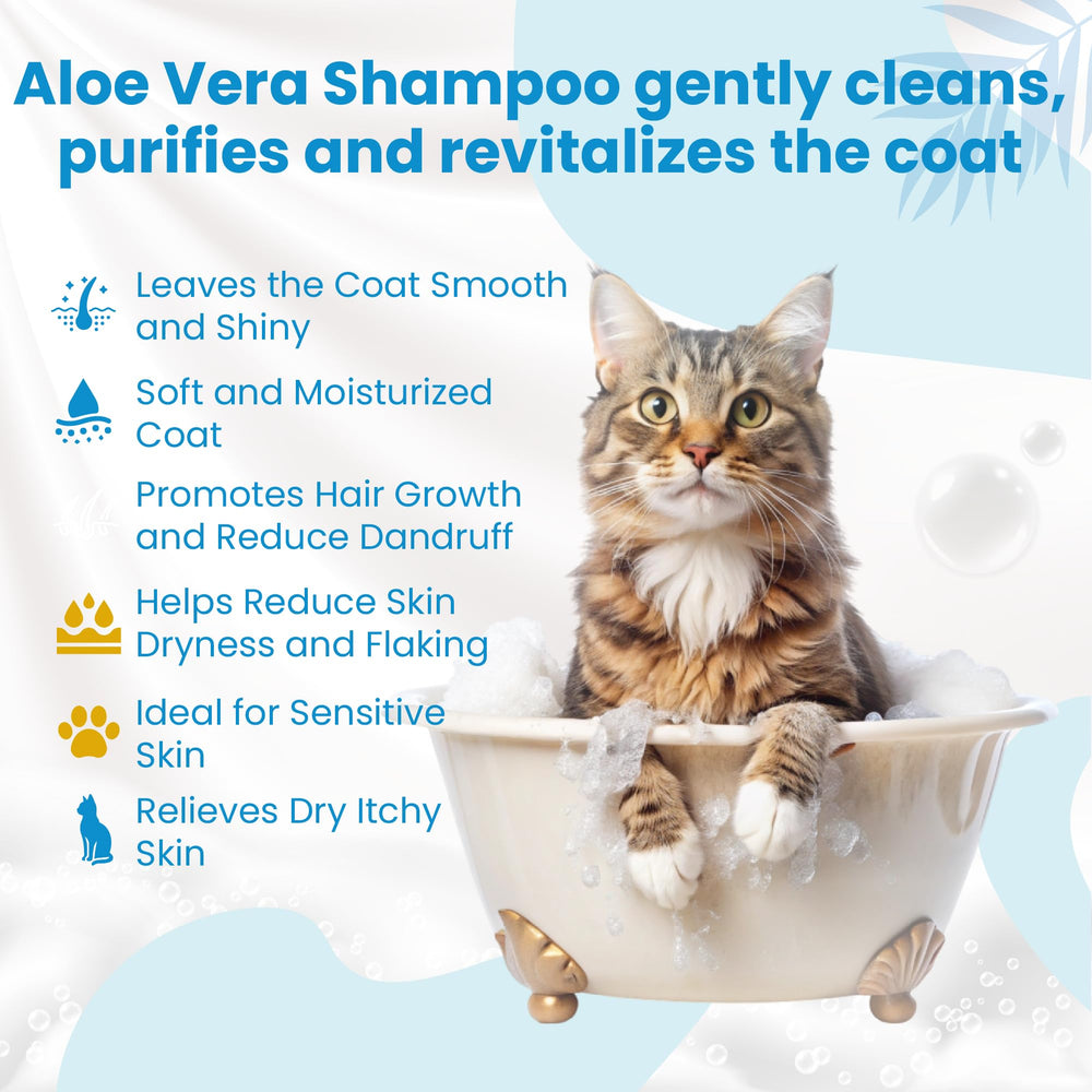 Bio PetActive Cat Shampoo foaming lather supports tearless washing and easy grooming.