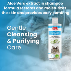 Bio PetActive Cat Shampoo label highlights veterinary formulation and paraben-free, pH-balanced care.