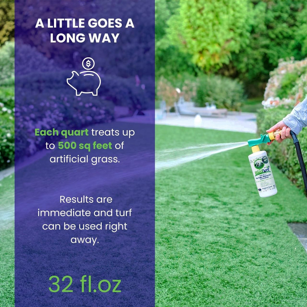 BioTurf BioS+ gravel and patio cleaning shows surface-safe odor removal.