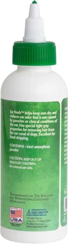 Bio-groom Ear-Fresh bottle dispense for simple, mess-free ear care application.