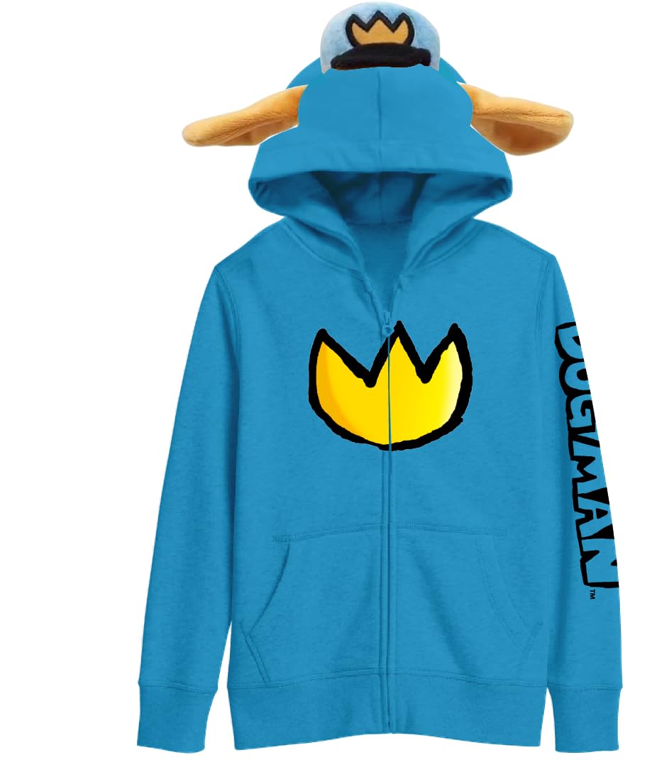 Bioworld Dog Man hoodie hood with ears adds playful 3D detail