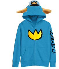 Bioworld Dog Man hoodie hood with ears adds playful 3D detail