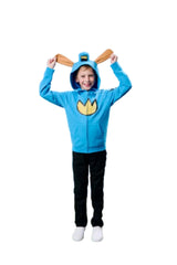 Bioworld Dog Man emblem hoodie front for authentic cosplay and everyday comfort