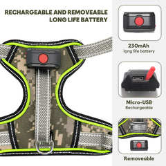 BiPawTi light-up harness battery removal for easy charging and maintenance.