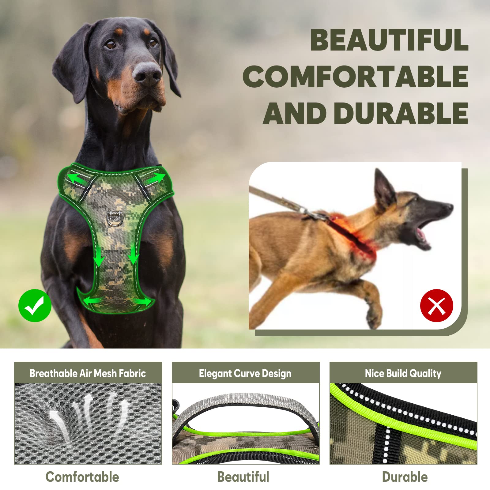 BiPawTi soft padded harness for comfort on walks.
