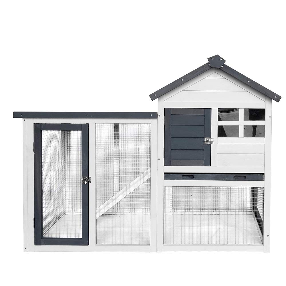 BIRASIL wood rabbit hutch exterior in gray for versatile outdoor or indoor use