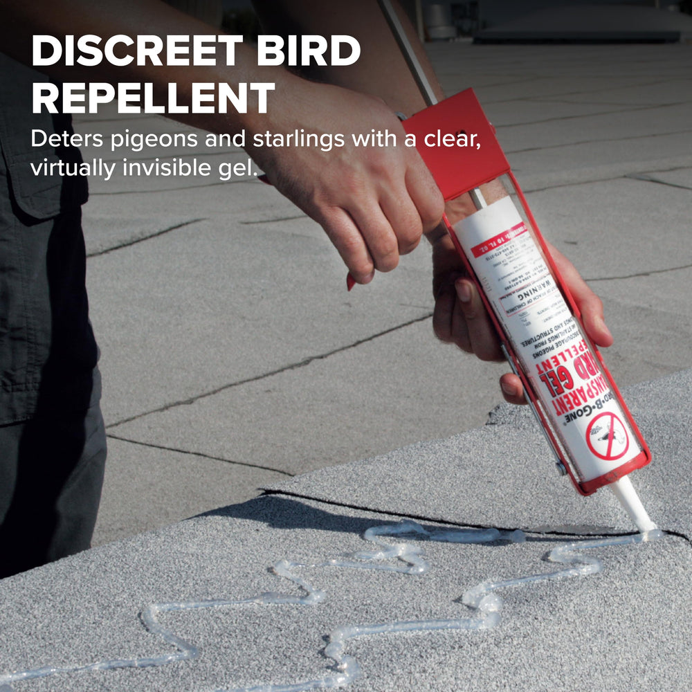 Bird B Gone gel on ledge blends with surroundings while deterring birds.