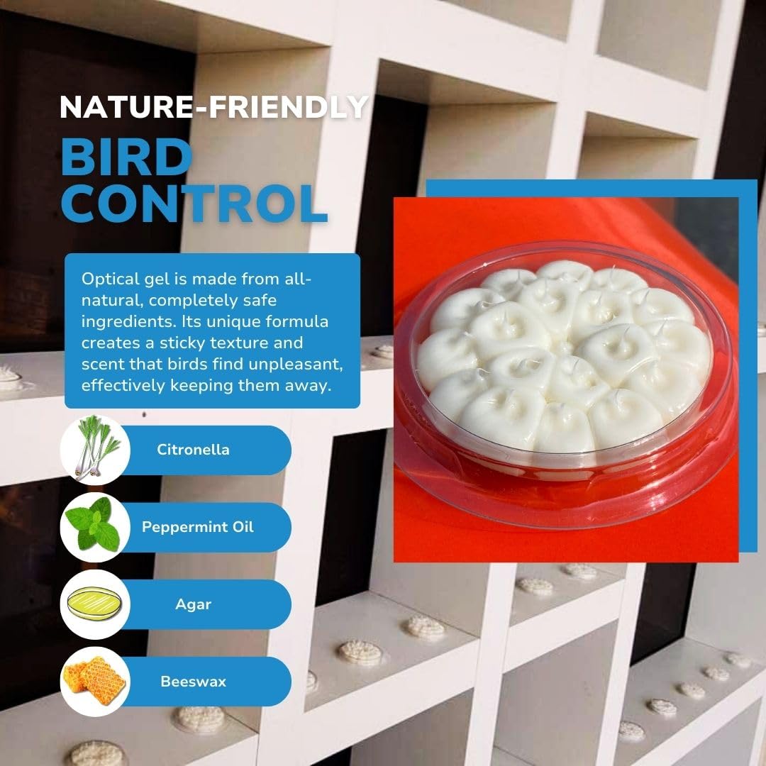 Bird Barrier Optical Gel on soffit demonstrates anti-landing on eaves and overhangs.