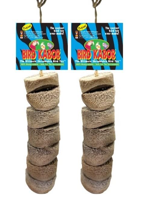Bird Kabob Original 2-Pack hanging toy for birds offers hours of safe shredding and enrichment.