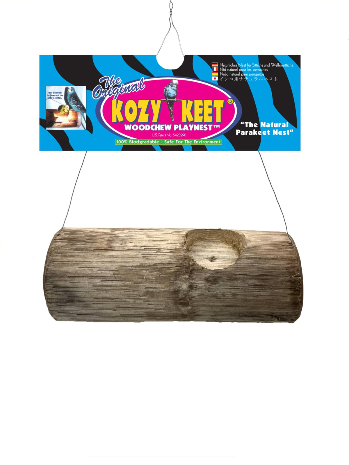 Bird Kabob Wesco Pet Kozy Keet Woodchew Playnest encourages natural nesting and chewing.