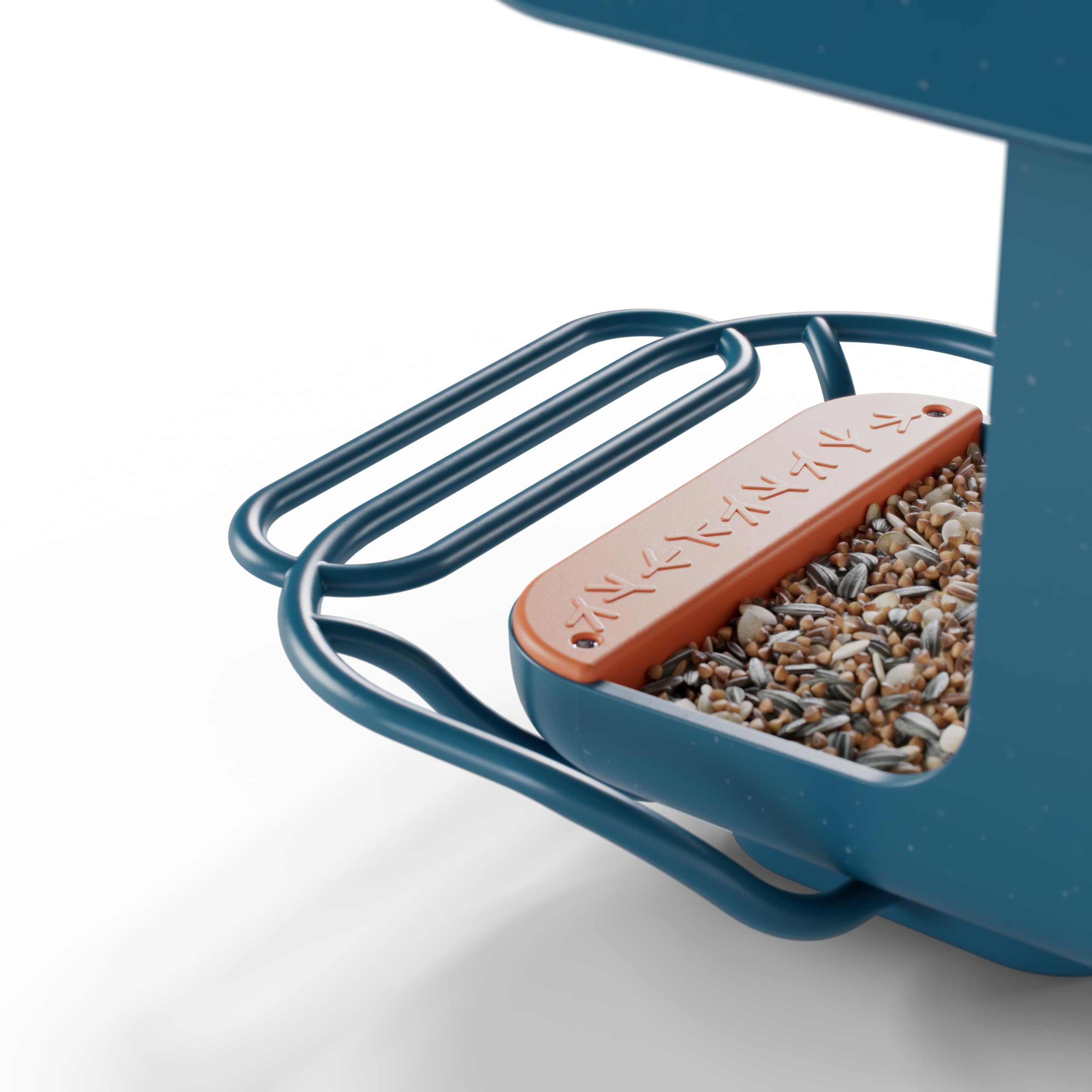 Bird Buddy blue perch extender enabling multiple birds perching for photography moments