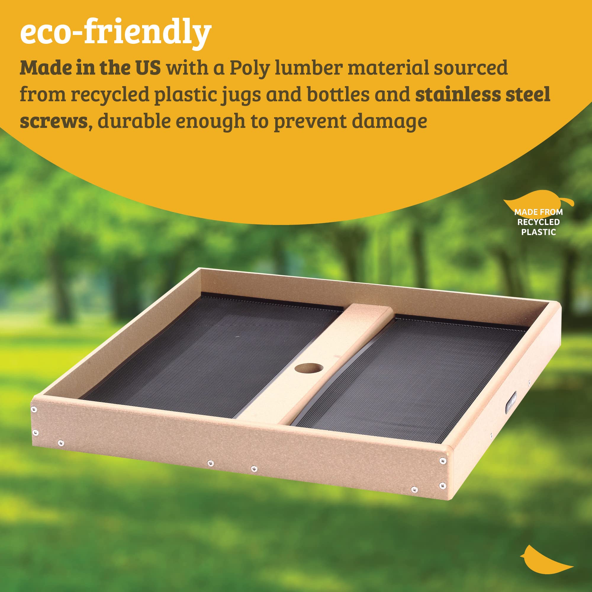 Birds Choice seed catcher open platform drainage-bottom emphasizes dry, clean seed