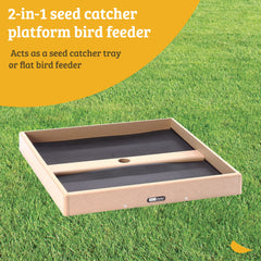 Birds Choice seed catcher open platform front view shows easy bird access