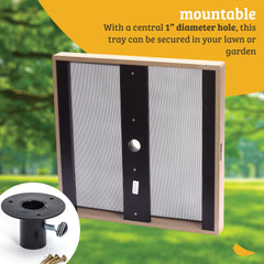 Birds Choice seed catcher open platform side view highlights versatile mounting
