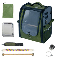 Birds Day carrier backpack olive green front view shows breathable mesh for travel comfort
