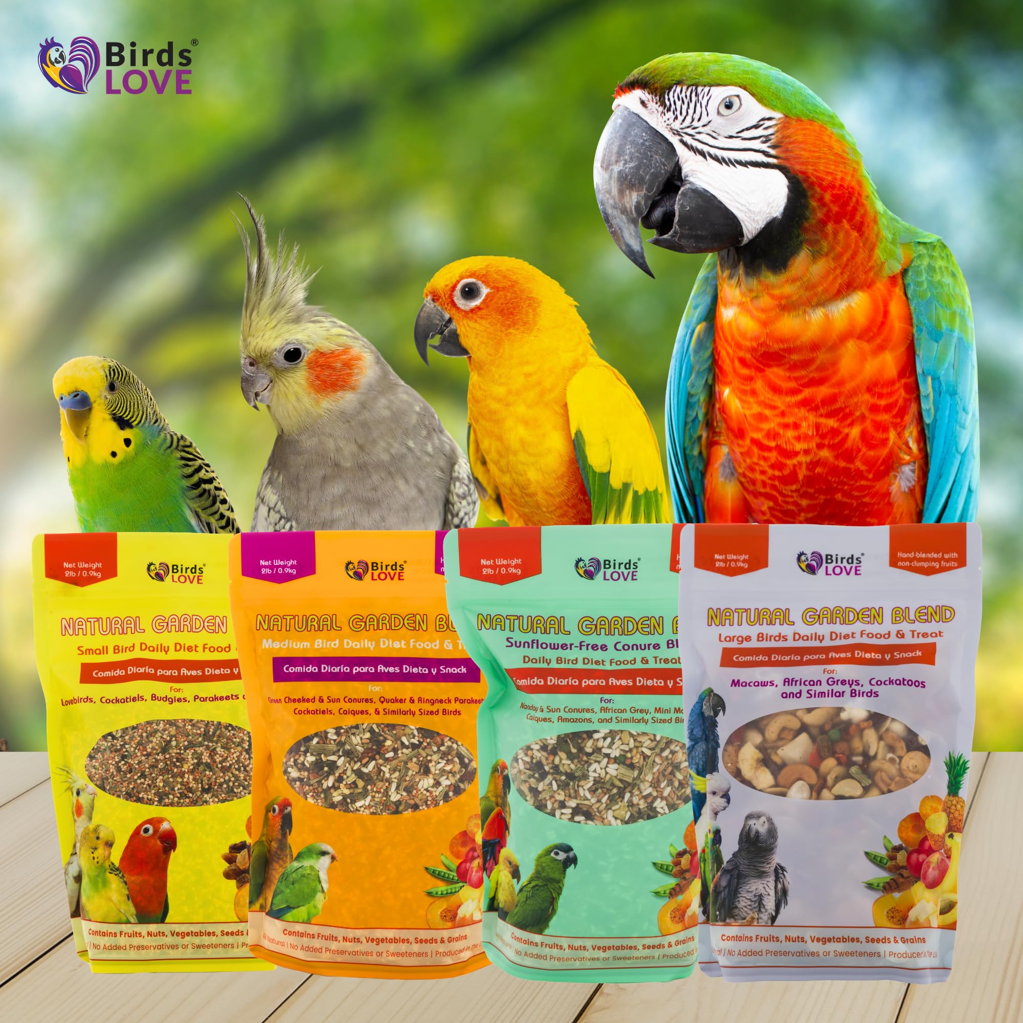 Birds LOVE Garden Blend resealable-bag for secure storage and quick serving.