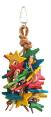 Birds LOVE wood stars toy hanging for enrichment and active play