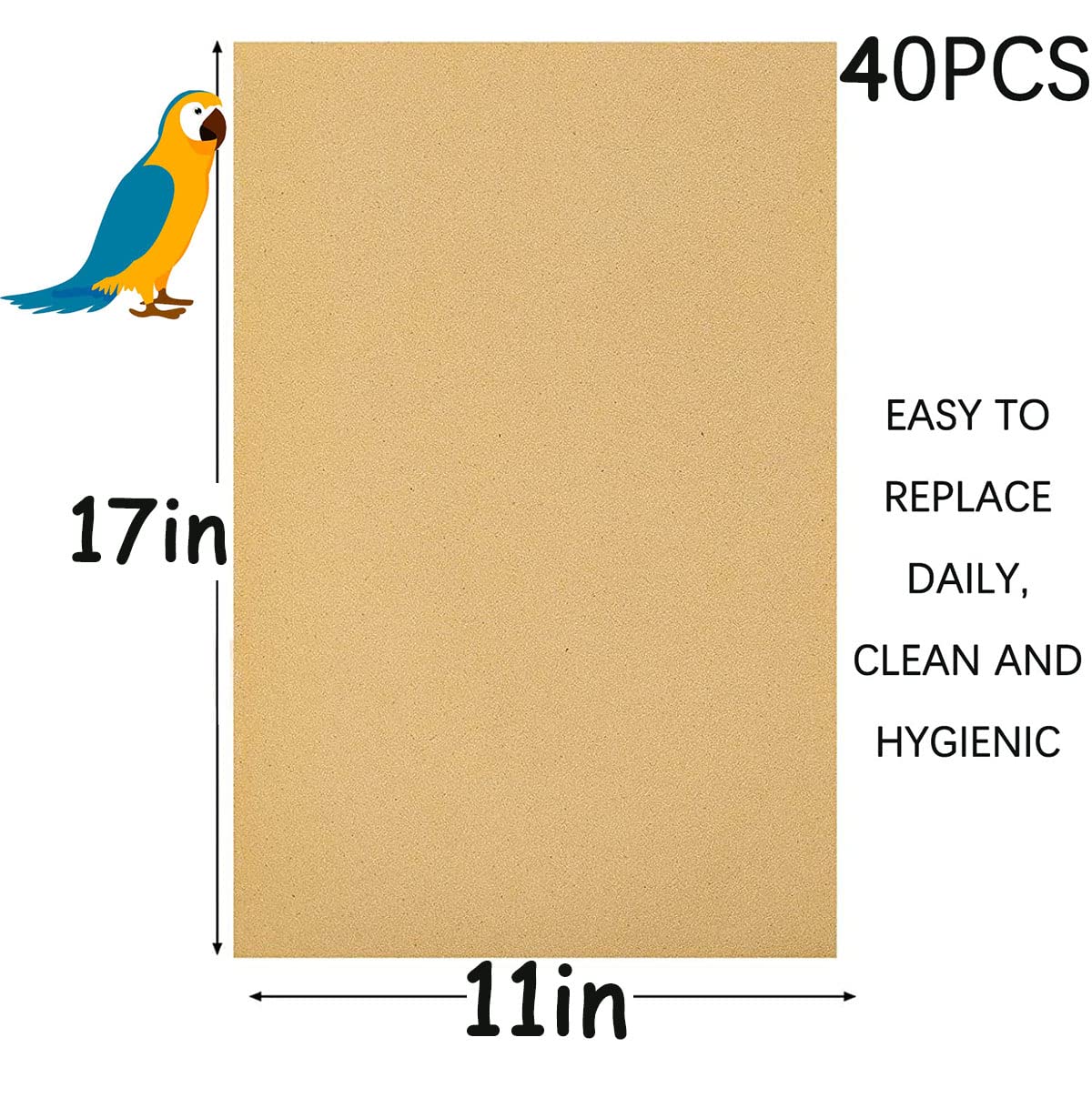 Birheatry gravel paper cut-to-fit image—easy size trimming for a snug cage liner.