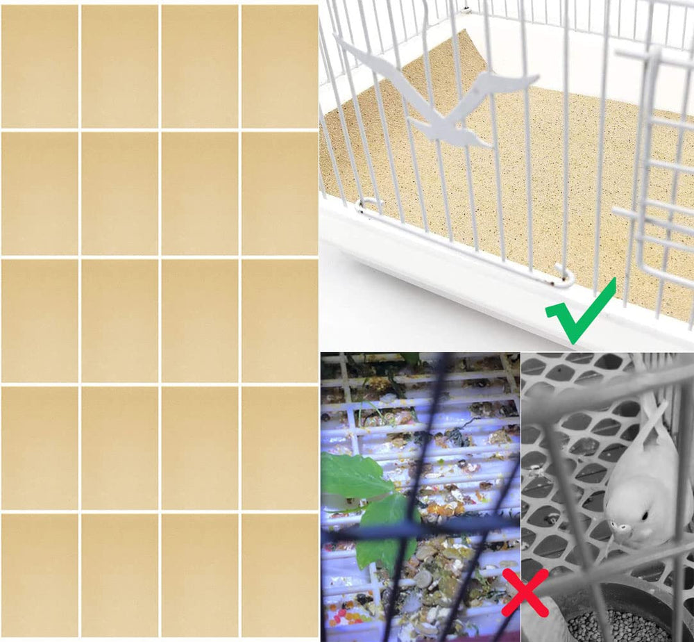 Birheatry gravel paper inside bird cage—clean, sanitary liner for a healthier habitat.