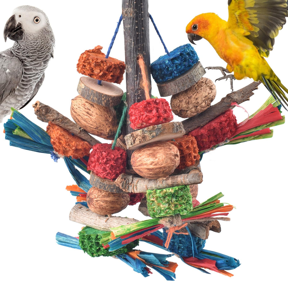 Bissap natural wood blocks chew toy for parrots promoting beak exercise and enrichment