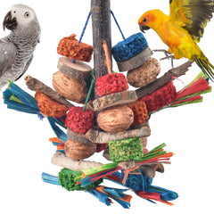Bissap natural wood blocks chew toy for parrots promoting beak exercise and enrichment