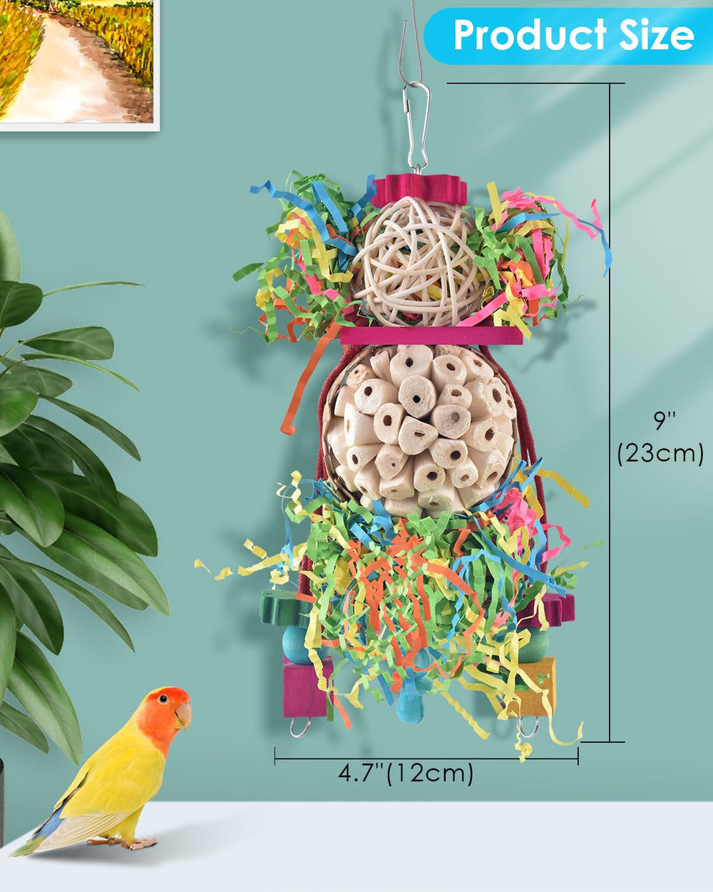 Bissap parrot toy with sepak takraw foraging play