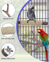 Bissap solid wood stand with sisal rope for secure cage integration.