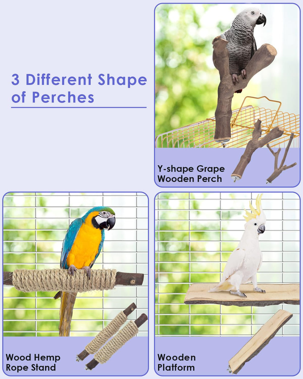 Bissap wooden platform perch providing a stable rest spot inside or outside cage.