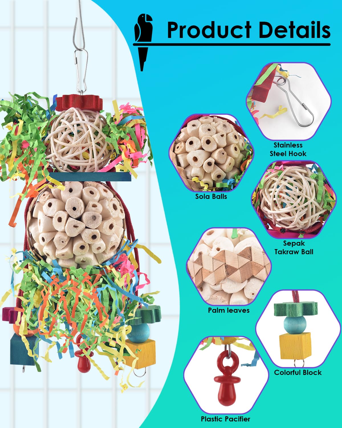 Bissap sola balls bird toy for safe chewing
