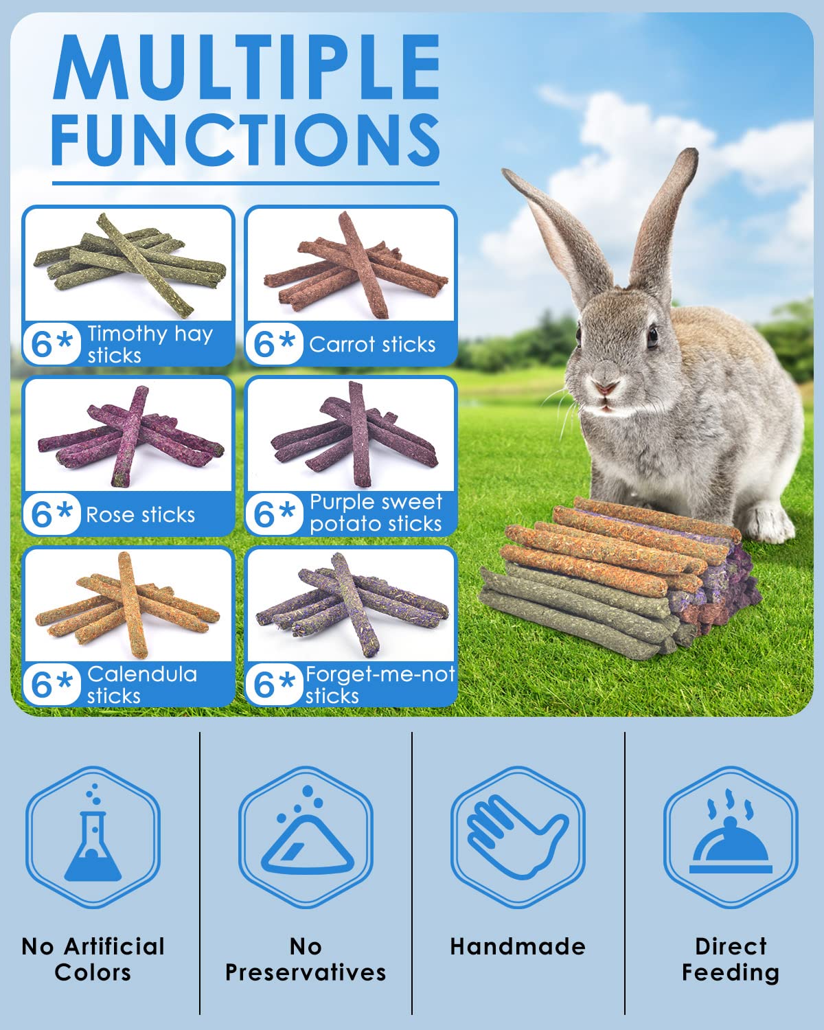 Bissap bunny chew sticks carrot flavor encourages chewing and play.