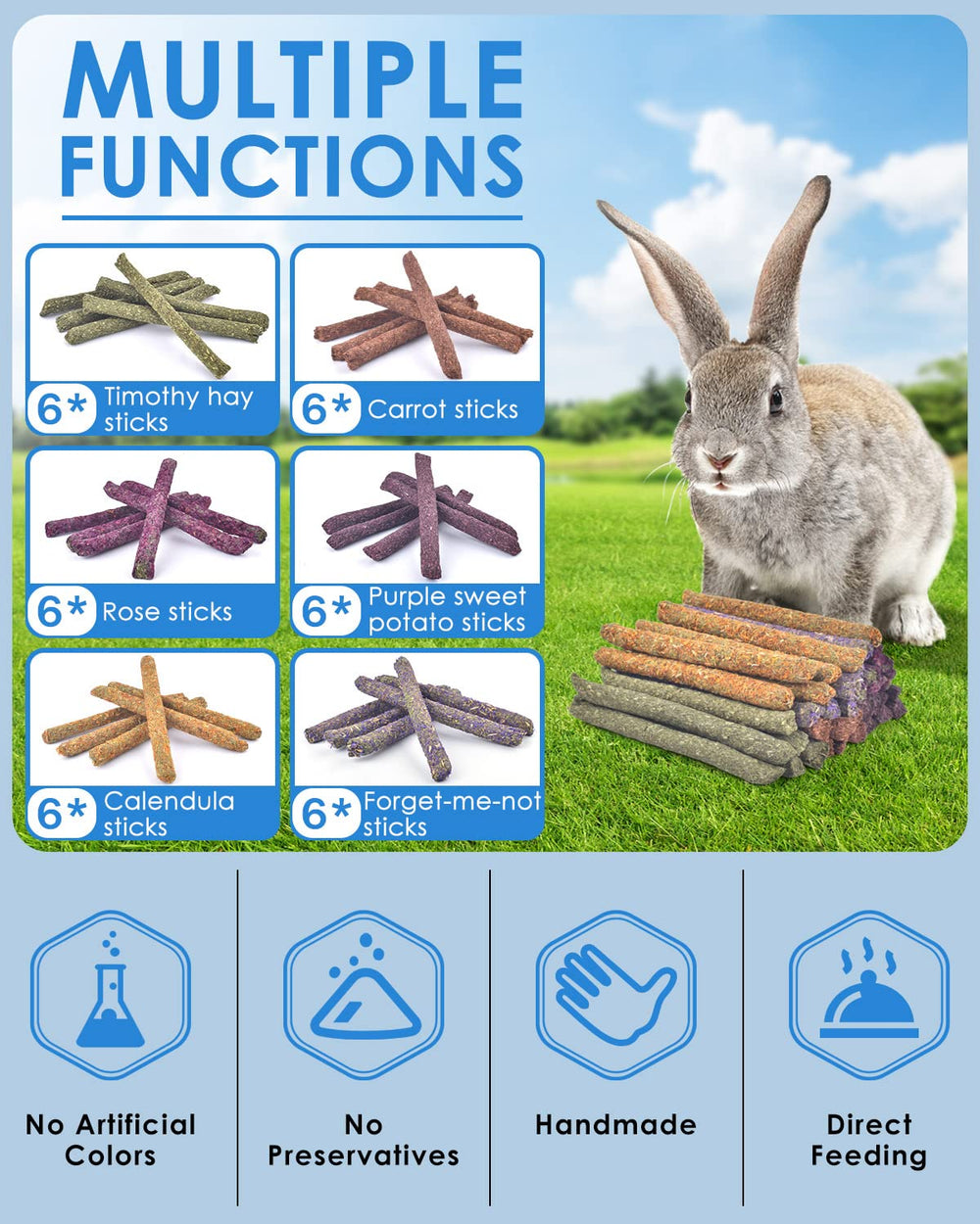Bissap bunny chew sticks carrot flavor encourages chewing and play.