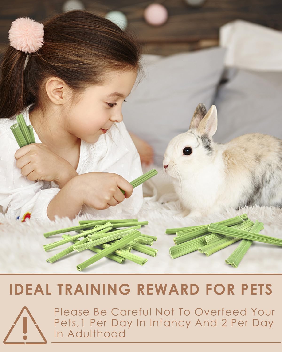 Bissap bunny chew sticks in cage during interactive play