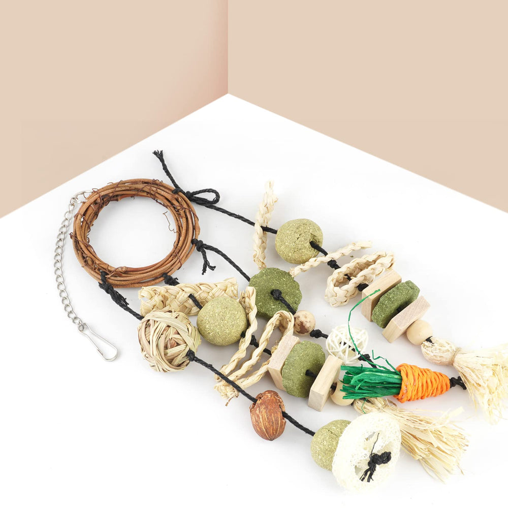 Bissap Bunny Chew Toy grass carrot and corn husk tempt munching.