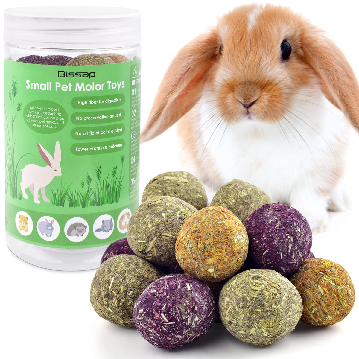 Bissap Bunny Chew Toys 15pcs collection: natural chew balls for small pets' dental health