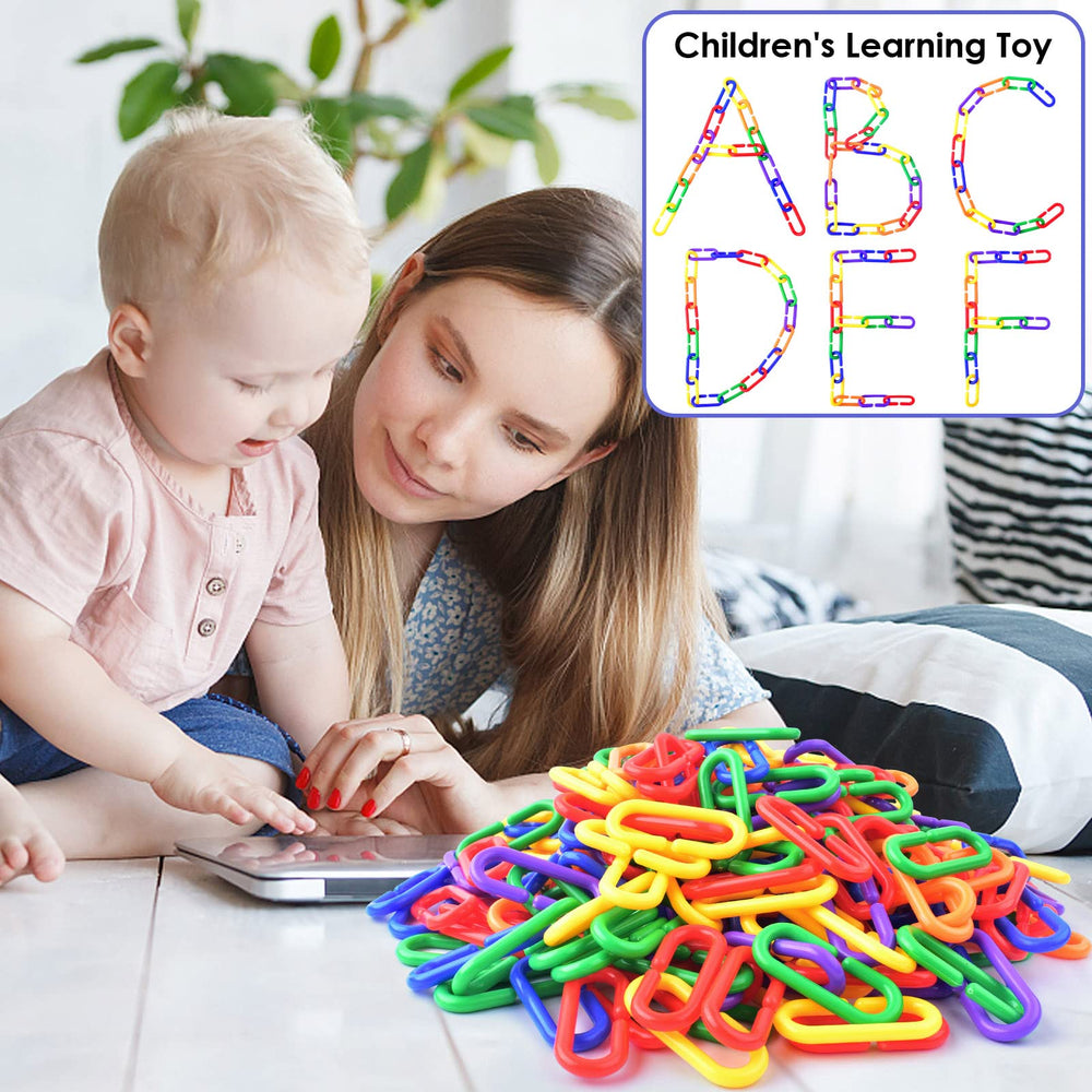 Bissap colorful chain links used as a children's learning toy to inspire pattern design.