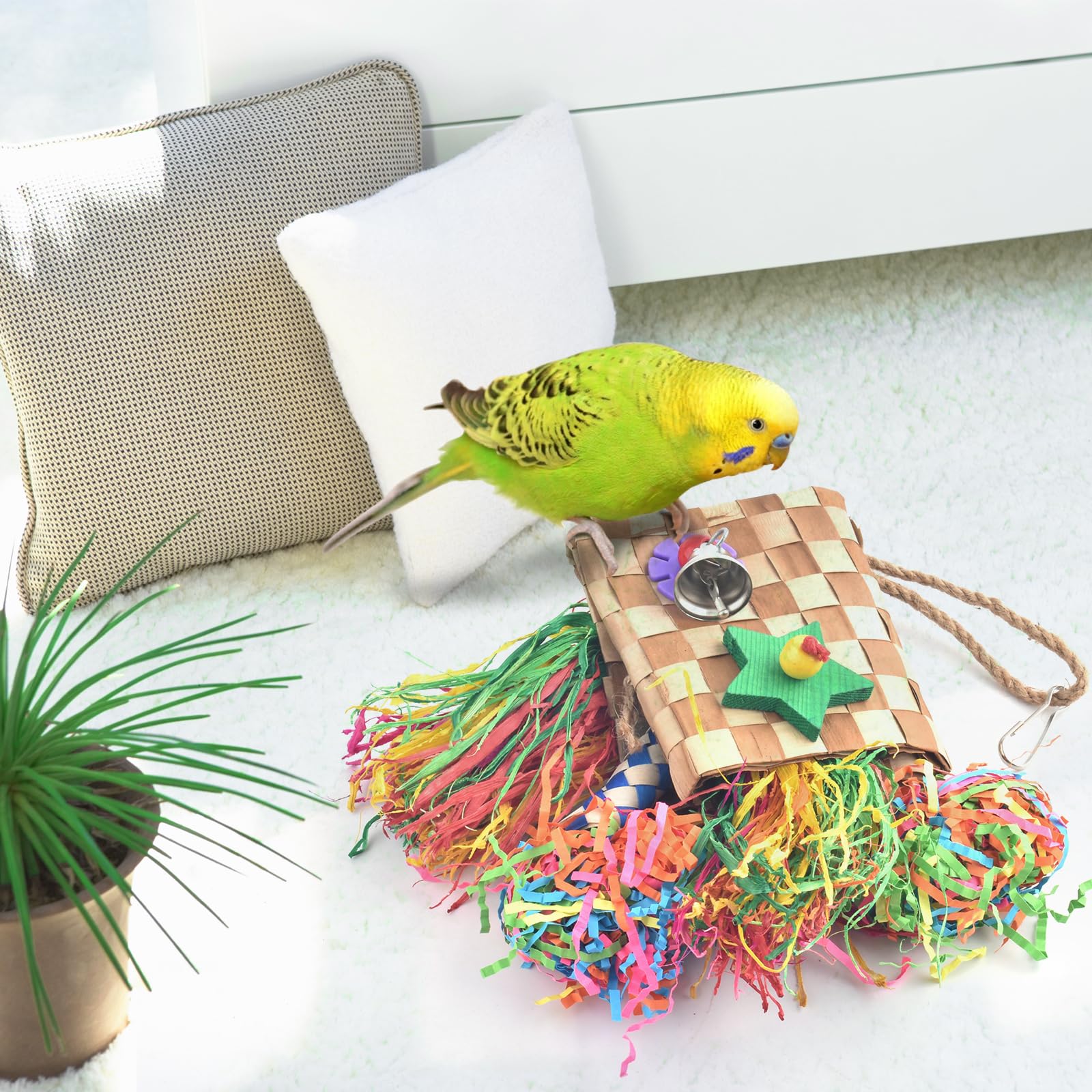 Bissap Conure-Friendly Toy fits parakeets and cockatiels for durable entertainment.