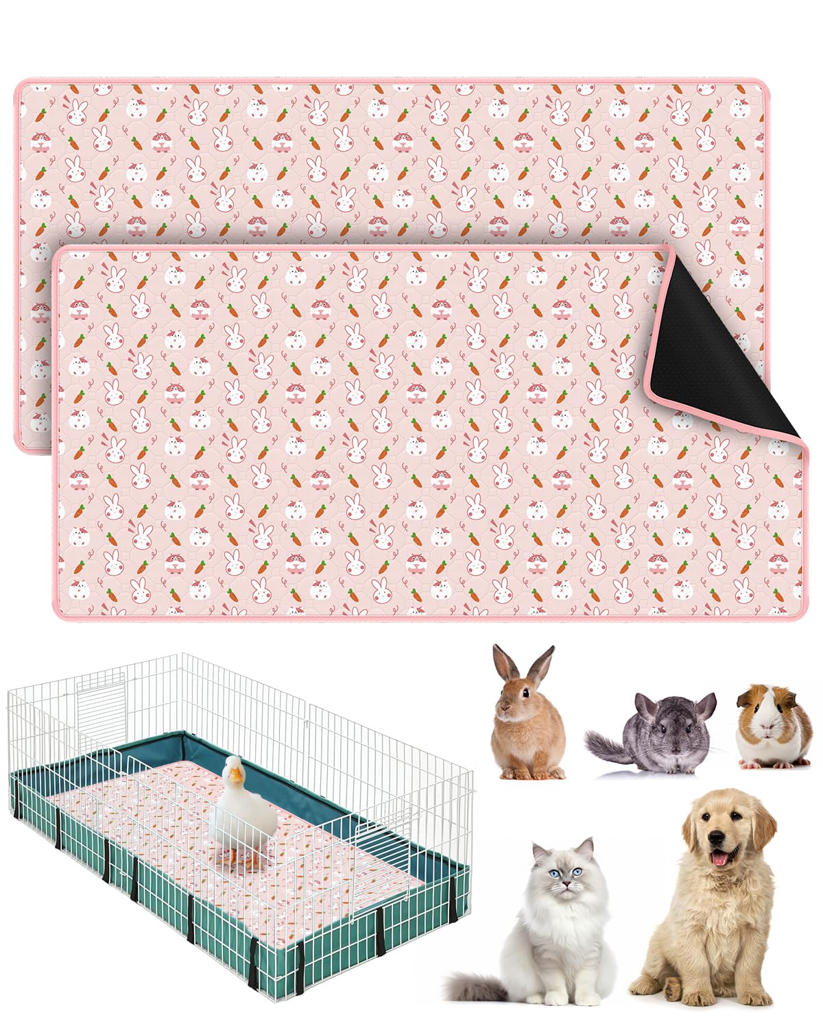 Bissap guinea pig cage liner 2-pack pink ready for quick changes and clean cages.