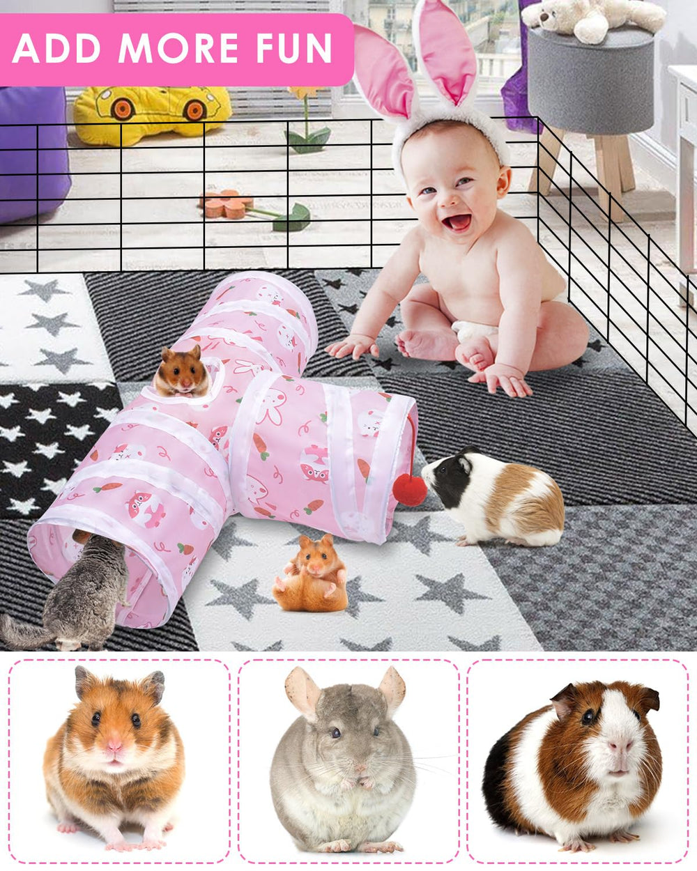 Bissap play ball included with small-animal toy in action