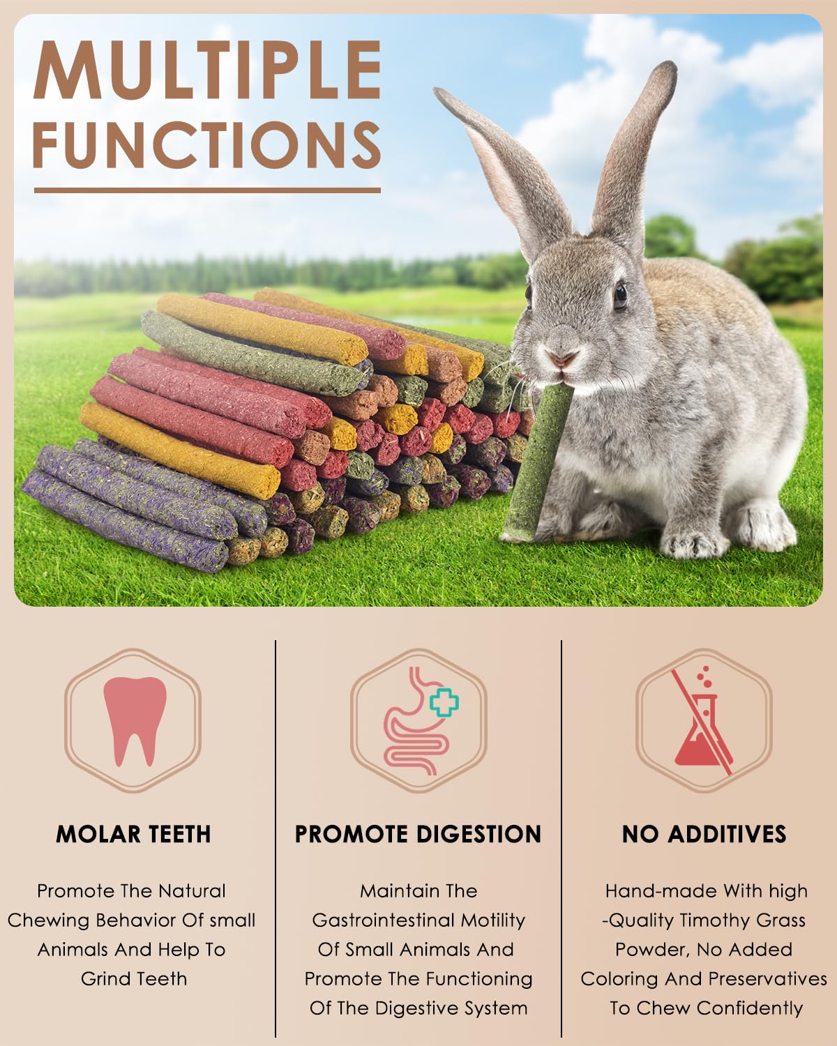 Bissap rabbit chew sticks animals chewing demonstrate durable treats for gnaw and enrichment.