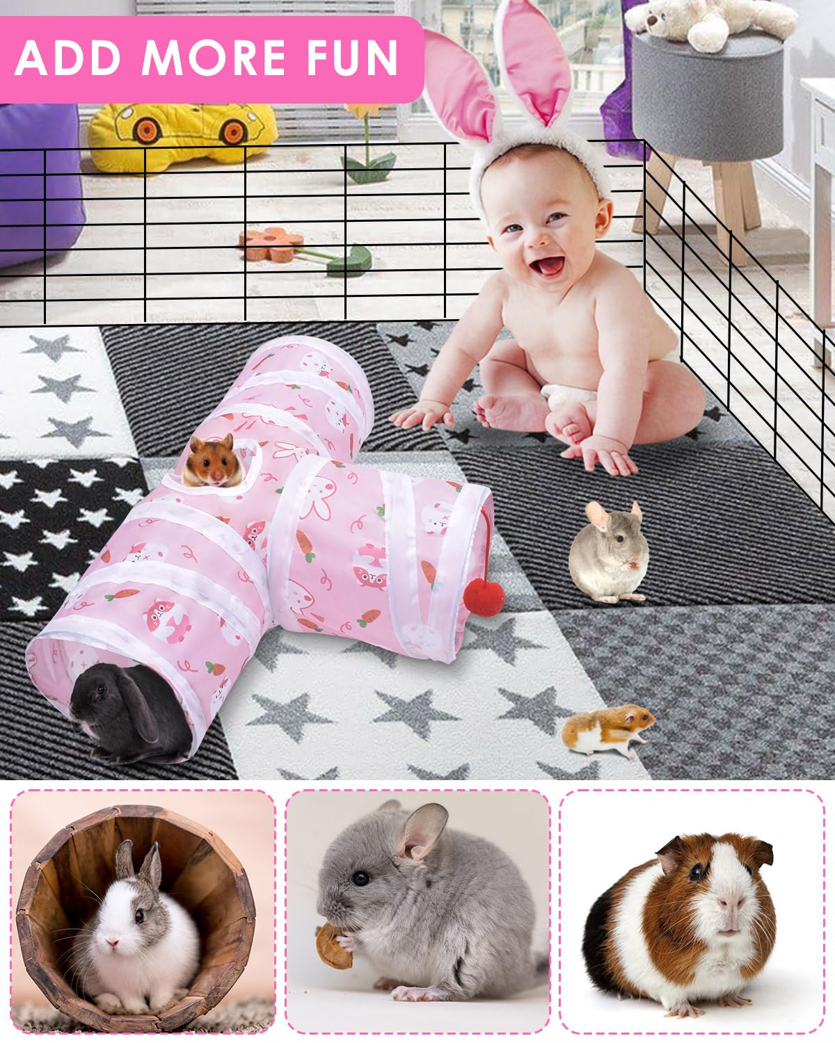 Bissap Rabbit Tunnel small-pets use supports hide-and-seek and cozy rest
