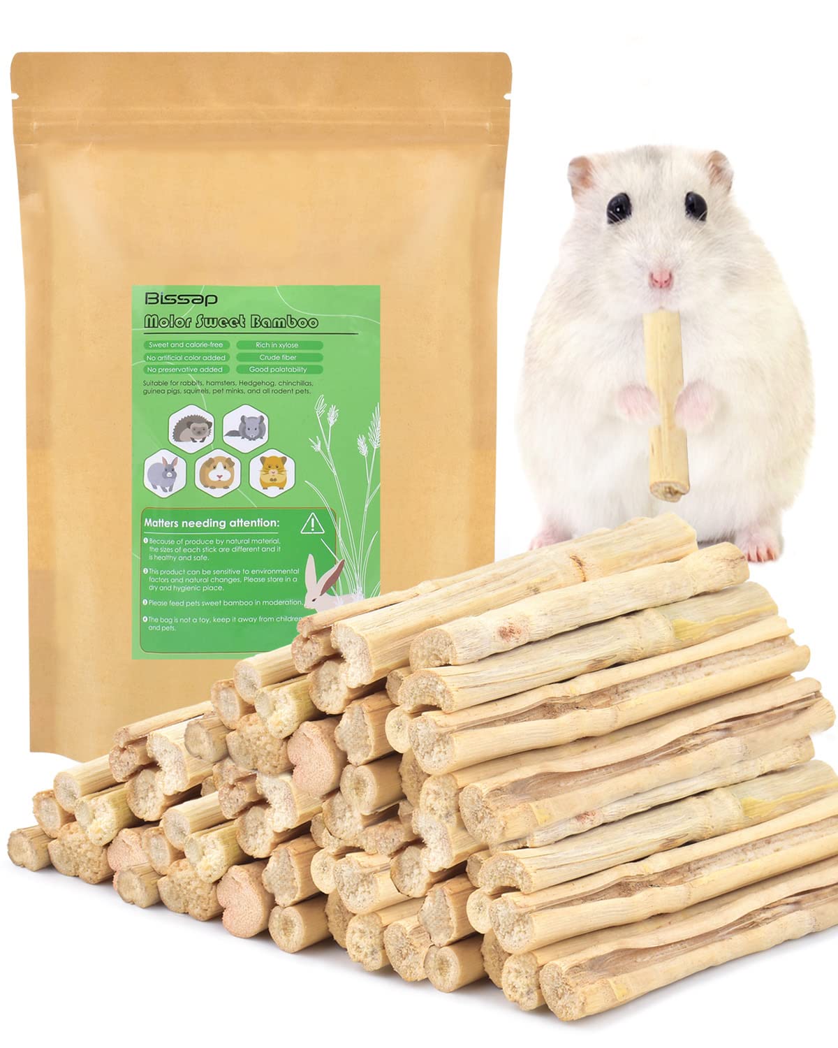 Bissap packaging image shows sealed bamboo chew sticks for freshness.