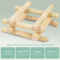 Bissap bamboo chew sticks in rabbit mouth demonstrate chew time and dental wear potential.